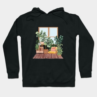 Indoor jungle watercolor illustration Hoodie